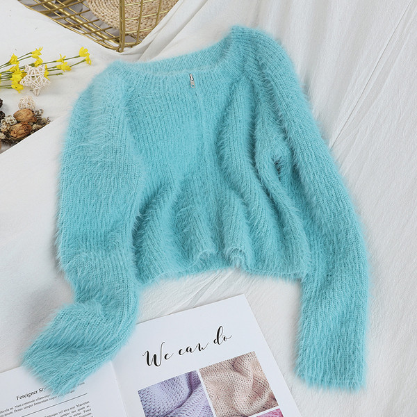 Vestă de puf de damă cu decolteu oval și fermoar în șase culori