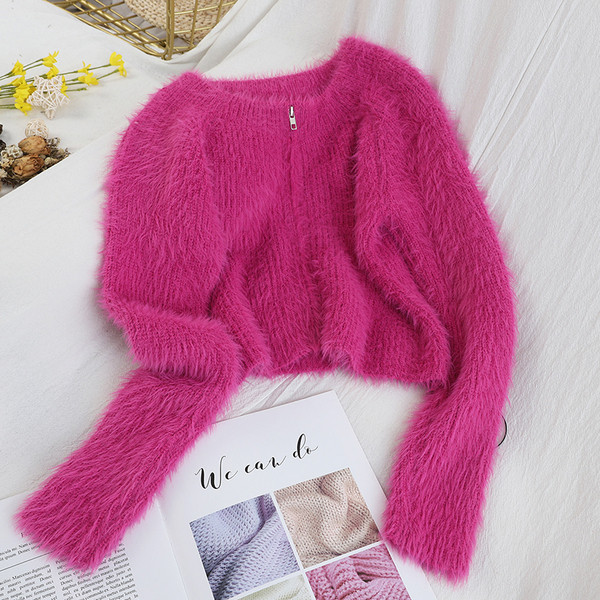 Vestă de puf de damă cu decolteu oval și fermoar în șase culori