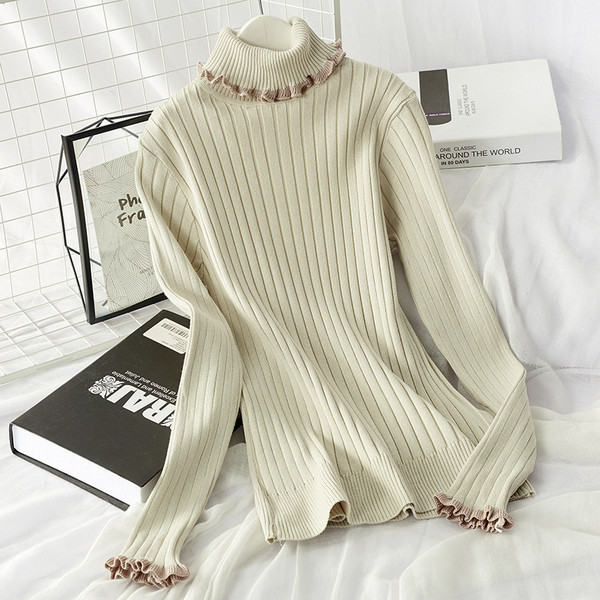 Pulover de iarnă tricotat de damă cu bucle pe mâneci - mai multe culori