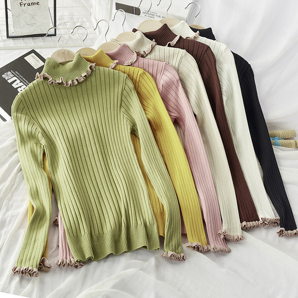 Pulover de iarnă tricotat de damă cu bucle pe mâneci - mai multe culori