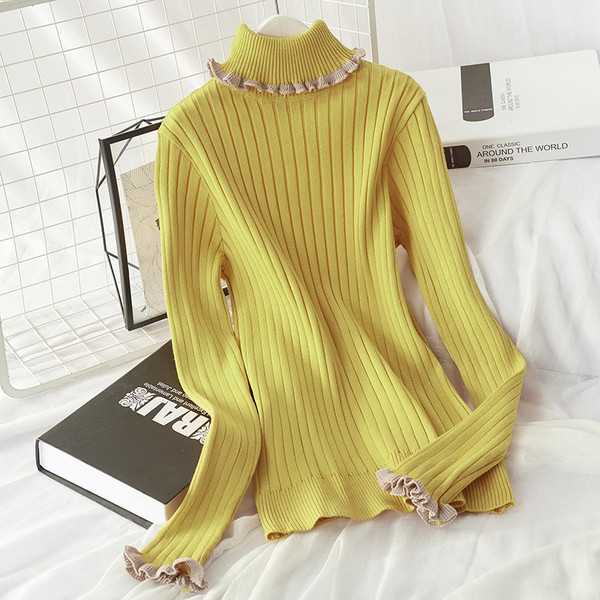 Pulover de iarnă tricotat de damă cu bucle pe mâneci - mai multe culori