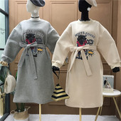 Rochie casual dama model nou cu centura si aplicatie - model larg in negru, gri si bej