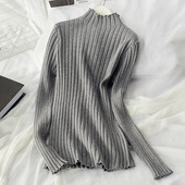 Pulover de iarnă din catifea de damă cu guler semi-înalt în mai multe culori