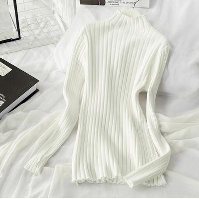 Pulover de iarnă din catifea de damă cu guler semi-înalt în mai multe culori