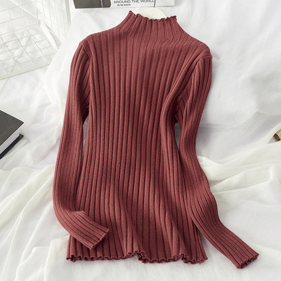 Pulover de iarnă din catifea de damă cu guler semi-înalt în mai multe culori