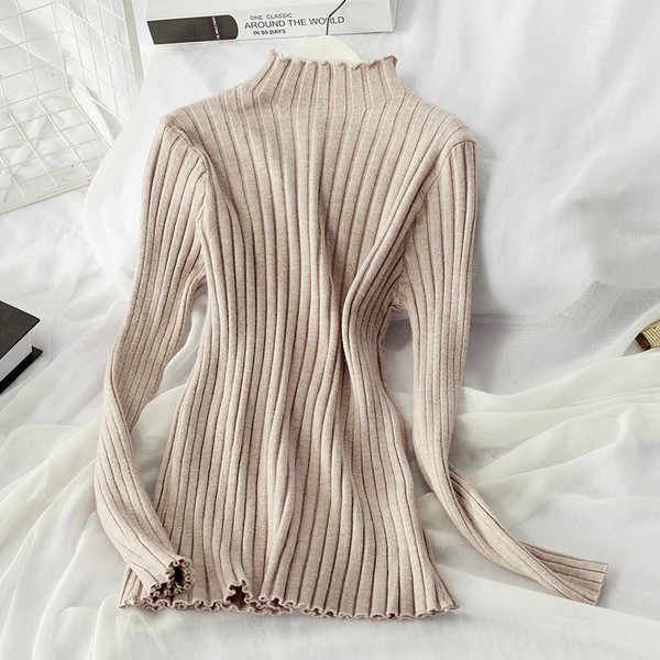 Pulover de iarnă din catifea de damă cu guler semi-înalt în mai multe culori