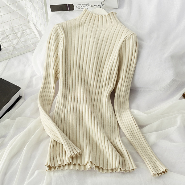 Pulover de iarnă din catifea de damă cu guler semi-înalt în mai multe culori