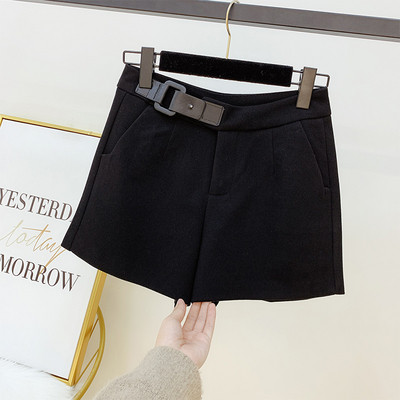 Pantaloni scurți de iarnă de damă cu talie înaltă și curea