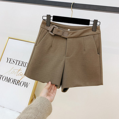 Pantaloni scurți de iarnă de damă cu talie înaltă și curea