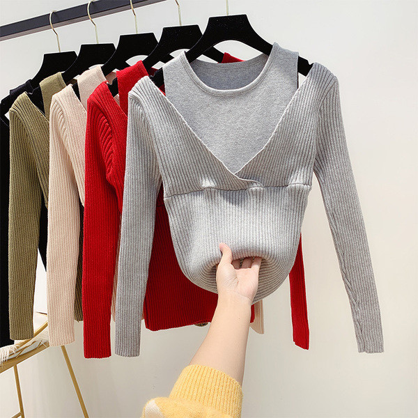 Pulover de iarnă de damă modern cu mâneci lungi și umerii goi