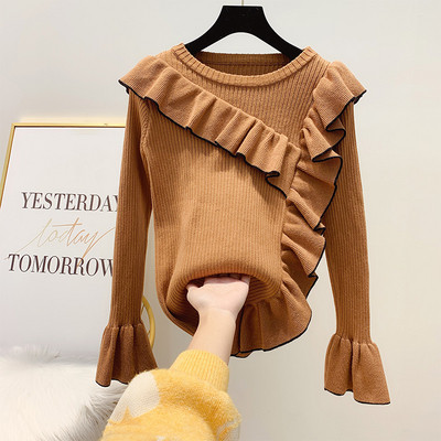 Pulover de iarna de dama in stil retro si decolteu rotund