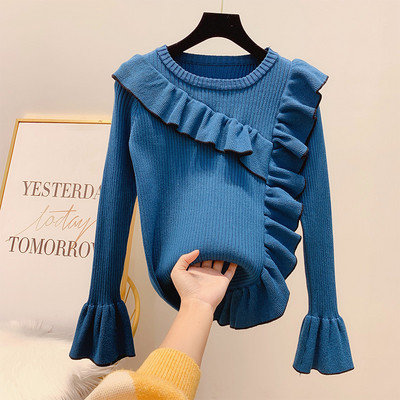 Pulover de iarna de dama in stil retro si decolteu rotund