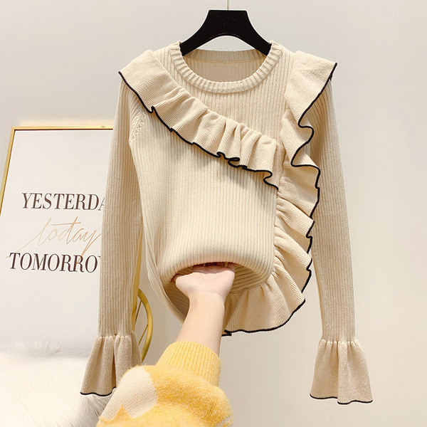 Pulover de iarna de dama in stil retro si decolteu rotund