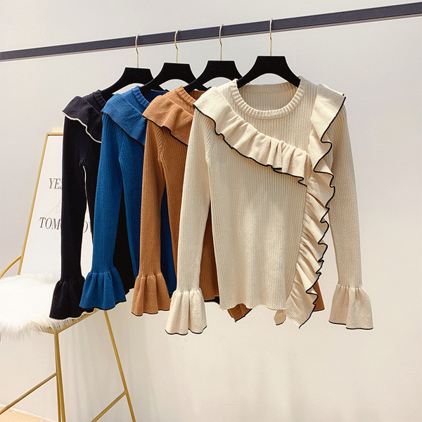 Pulover de iarna de dama in stil retro si decolteu rotund