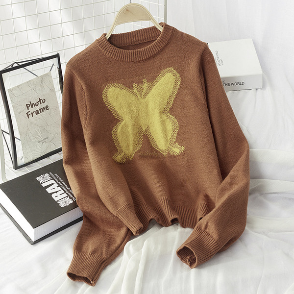 Pulover de iarna de dama cu broderie colorata si decolteu rotund in doua culori