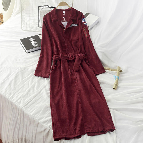 Rochie retro de dama lunga cu curea in talie in rosu si albastru