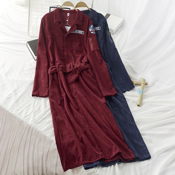 Rochie retro de dama lunga cu curea in talie in rosu si albastru