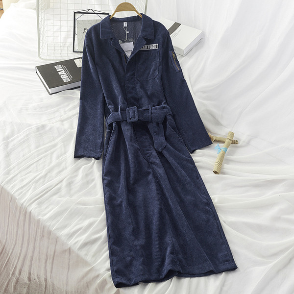 Rochie retro de dama lunga cu curea in talie in rosu si albastru