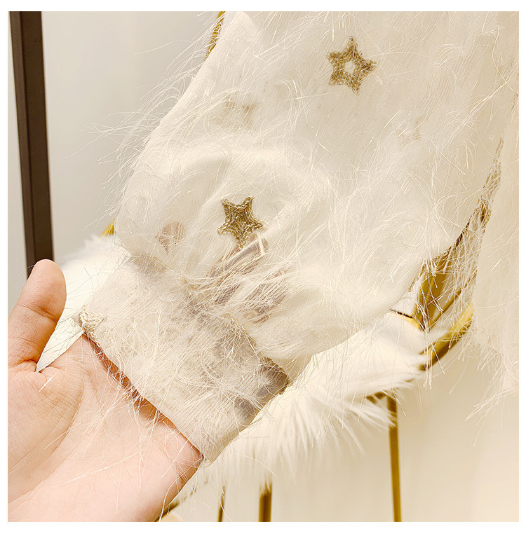 Cămașă modernă de șifon de damă cu franjuri și broderie stea în trei culori