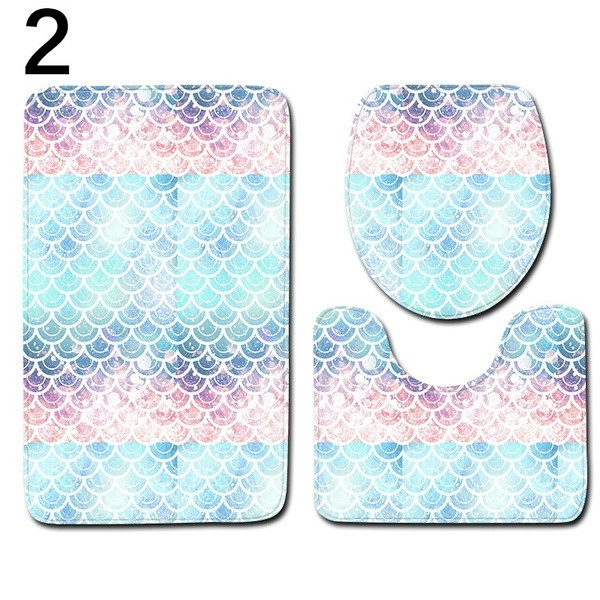 Set de trei covorașe de baie cu efect de fulgi 3D în trei culori