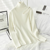 Pulover de dama tricotat iarna cu guler polo in mai multe culori