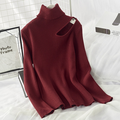 Pulover de dama tricotat iarna cu guler polo in mai multe culori