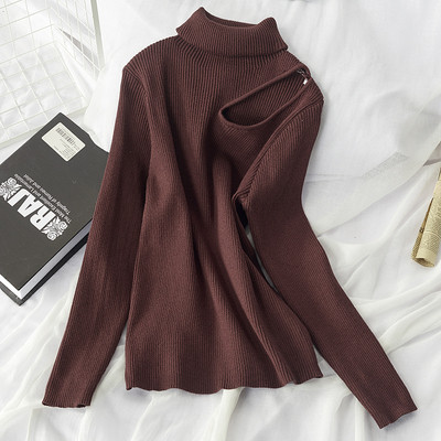 Pulover de dama tricotat iarna cu guler polo in mai multe culori