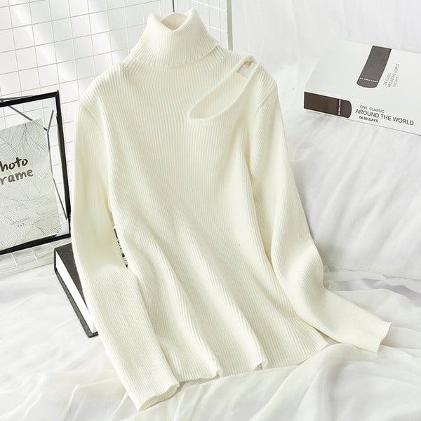 Pulover de dama tricotat iarna cu guler polo in mai multe culori