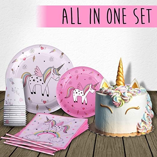 Set de 110 piese decor pentru petrecere pentru o zi de nastere - tema unicorn