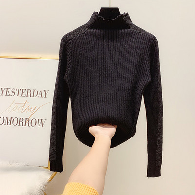 Pulover de dama cu guler inalt si particule stralucitoare