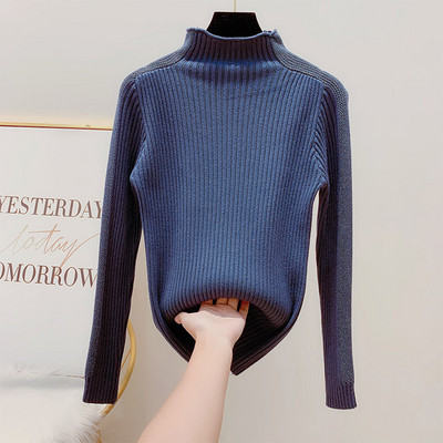 Pulover de dama cu guler inalt si particule stralucitoare