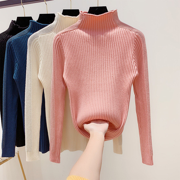 Pulover de dama cu guler inalt si particule stralucitoare