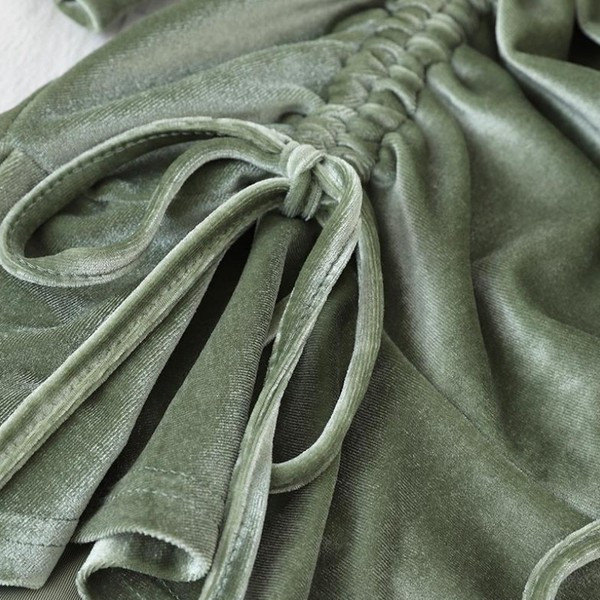 Rochie de dama din catifea cu cravate si decolteu in V