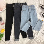 Blugi de dama la moda cu talie inalta si buzunare Model slim in mai multe culori