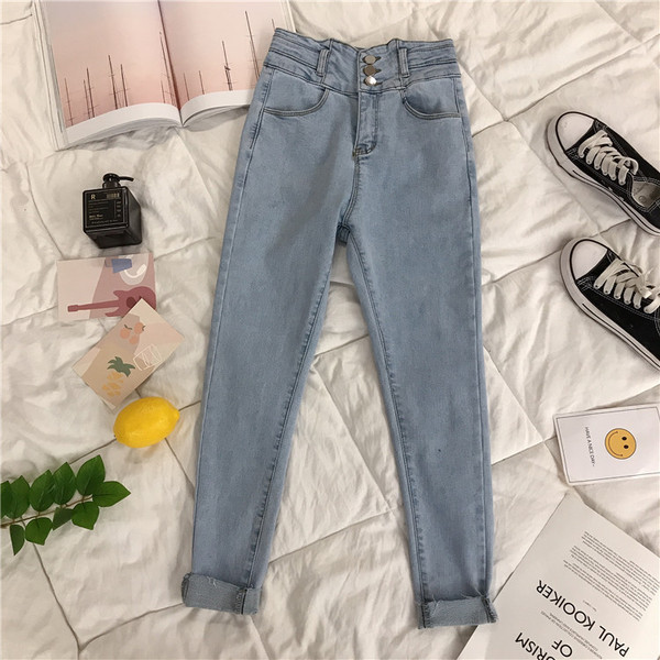 Blugi de dama la moda cu talie inalta si buzunare Model slim in mai multe culori