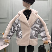 Geaca de iarna moderna de dama cu guler moale in alb, gri, roz si negru