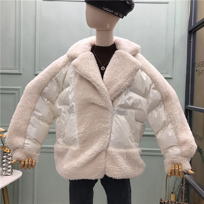 Geaca de iarna moderna de dama cu guler moale in alb, gri, roz si negru