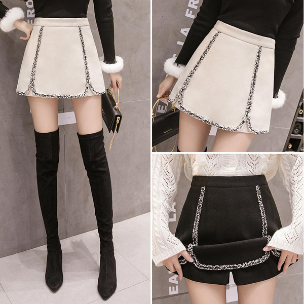 Fusta-pantaloni moderni de dama cu talie inalta - potriviti pentru iarna