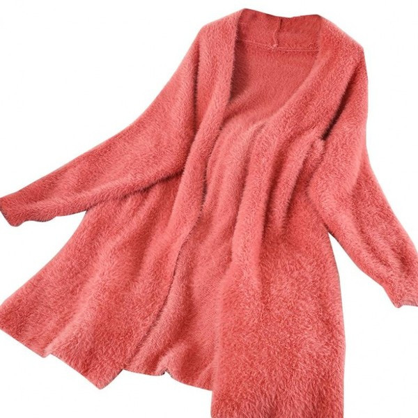 Cardigan de damă în roz și albastru cu decolteu în V