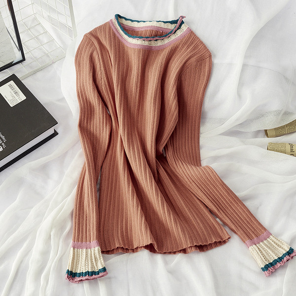 Pulover de dama toamna-iarna cu decolteu rotund in mai multe culori