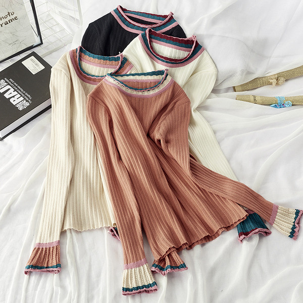 Pulover de dama toamna-iarna cu decolteu rotund in mai multe culori