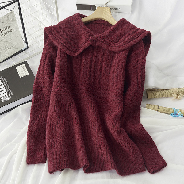 Pulover de dama tricotat iarna cu guler clasic in mai multe culori