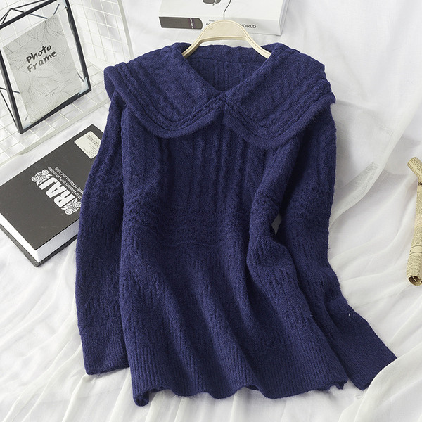 Pulover de dama tricotat iarna cu guler clasic in mai multe culori