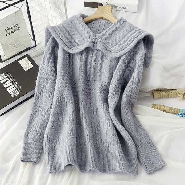 Pulover de dama tricotat iarna cu guler clasic in mai multe culori