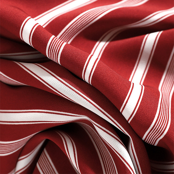 Cămașă de damă în dungi cu guler clasic și mâneci lungi în alb, negru și roșu