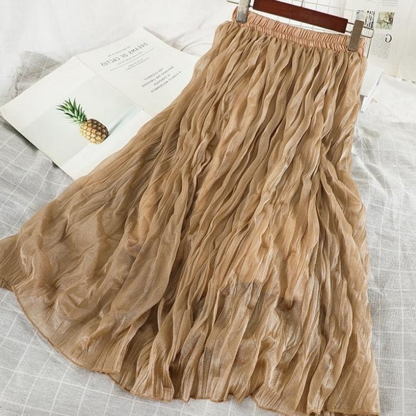 Fusta de dama moderna plisata cu talie elastica in cinci culori