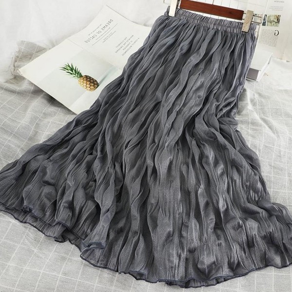 Fusta de dama moderna plisata cu talie elastica in cinci culori