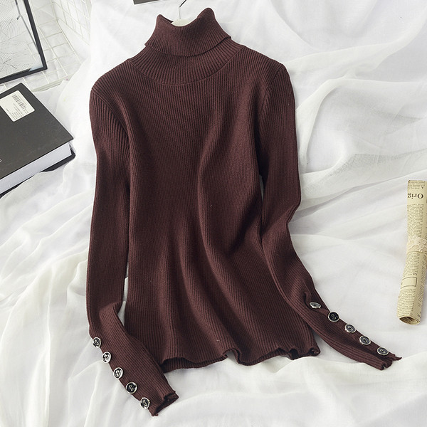 Polo de iarnă de damă cu nasturi la mâneci model montat în mai multe culori