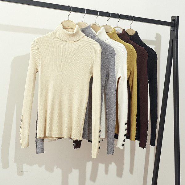 Polo de iarnă de damă cu nasturi la mâneci model montat în mai multe culori