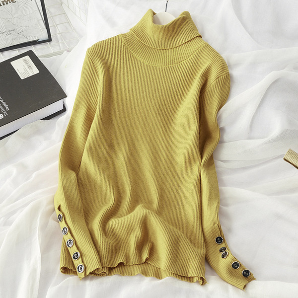 Polo de iarnă de damă cu nasturi la mâneci model montat în mai multe culori